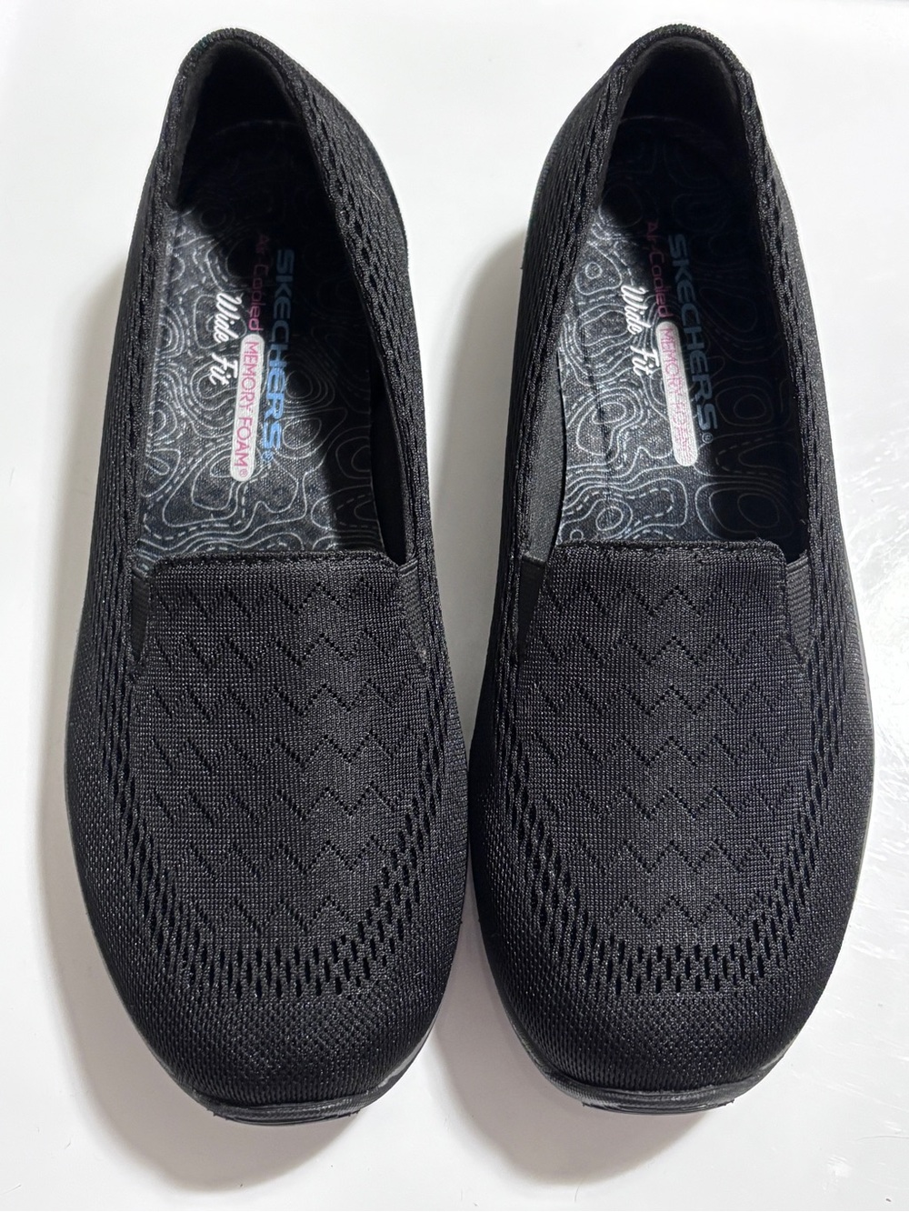Skechers Reggae Fest Willows Vibe Black Slip On Shoes 8 W Wide Memory Foam